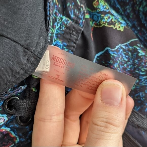 Mossimo Men's Black Blue Hawaiian Tropical Floral Print Swim Trunks Size 38 - Picture 5 of 6